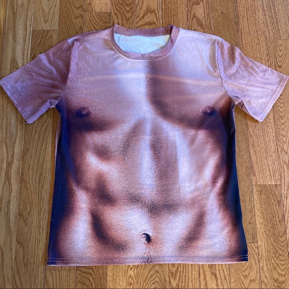 Naked Body Muscle Shirt Halloween Costume Large - Picture 1 of 5